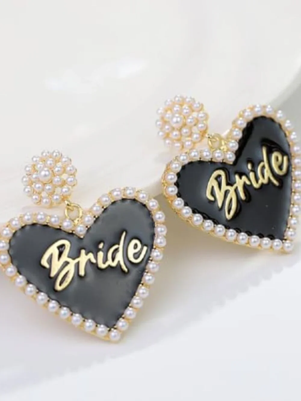 Love Heart Bride Earrings for Women Imitation Pearl Beaded Heart Earrings Bride‎